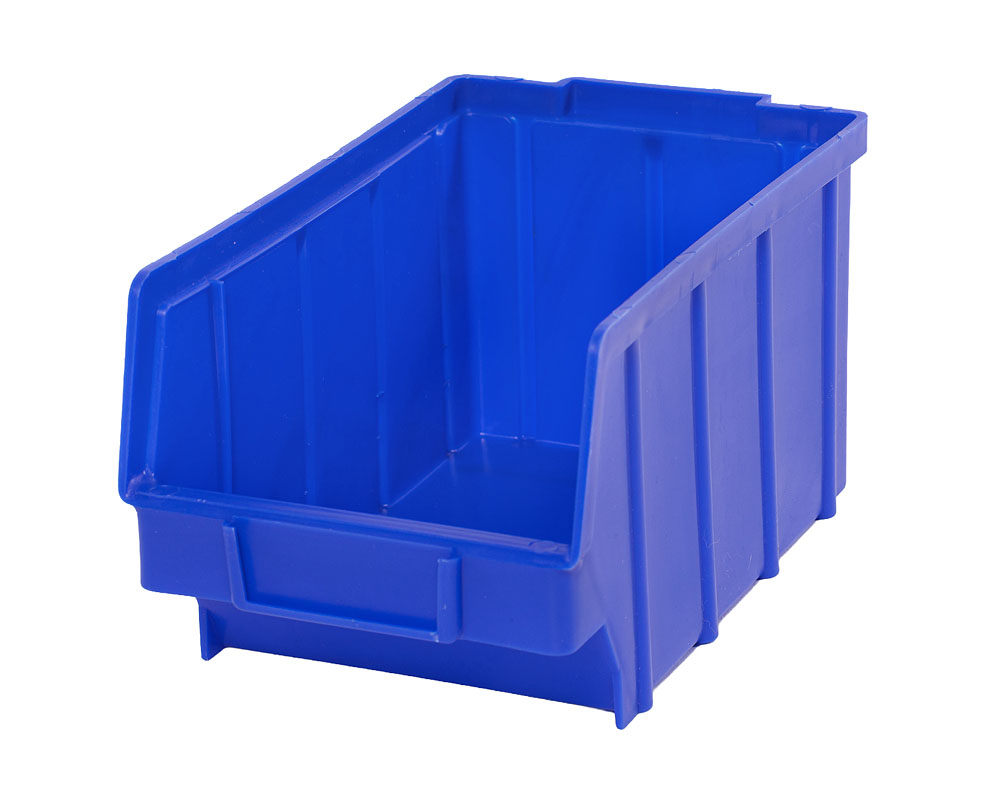 sichtlagerkasten größe 4 blau | werkstattbox & stapelbox 340x222x157 mm