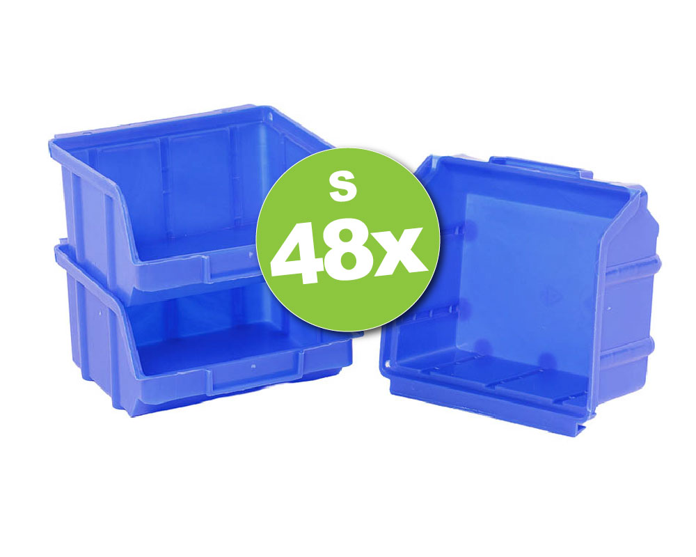48 st. sichtlagerkasten größe 1 blau | werkstattbox | stapelbox 97x100x52 mm
