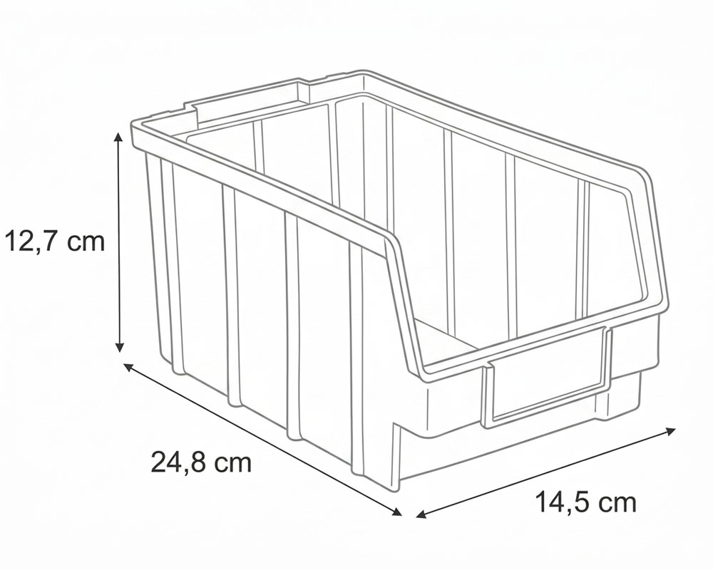 sichtlagerkasten größe 3 grau | werkstattbox | stapelbox 284x145x127 mm
